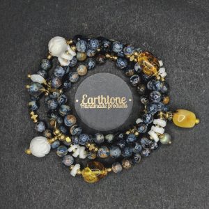 星空彼得石蜜蠟琥珀108粒四圈手鏈