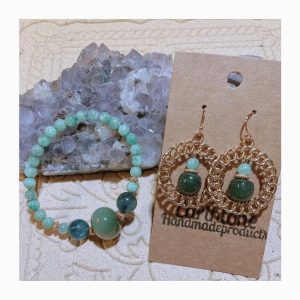 18K金俄羅斯碧玉手串連耳環套裝