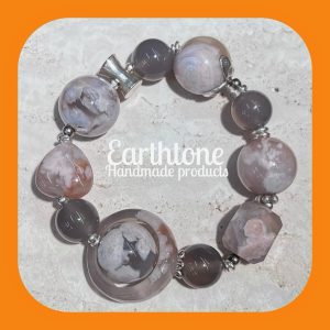 櫻花瑪瑙跑環設計款手工純銀手鍊