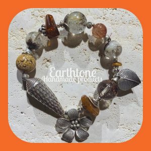 雪花幽靈琥珀原礦手工純銀手鍊